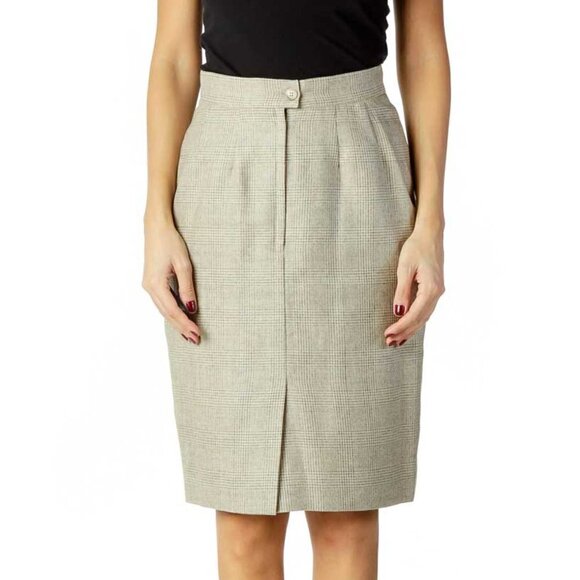 Brooks Brothers Dresses & Skirts - Brooks Brothers Gray Beige Houndstooth Pencil Skirt